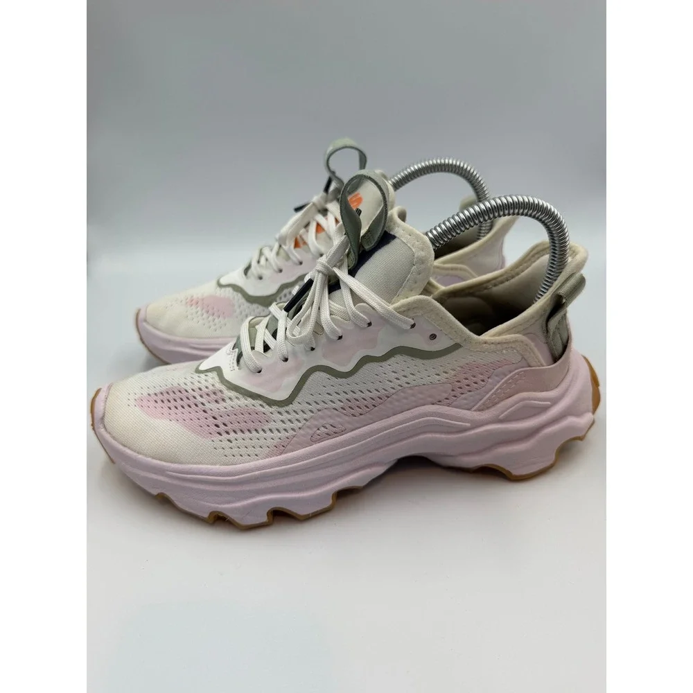 Sorel Kinetic Breakthru Tech Lace Sneakers Pink White Olive Women Shoes Sz 7